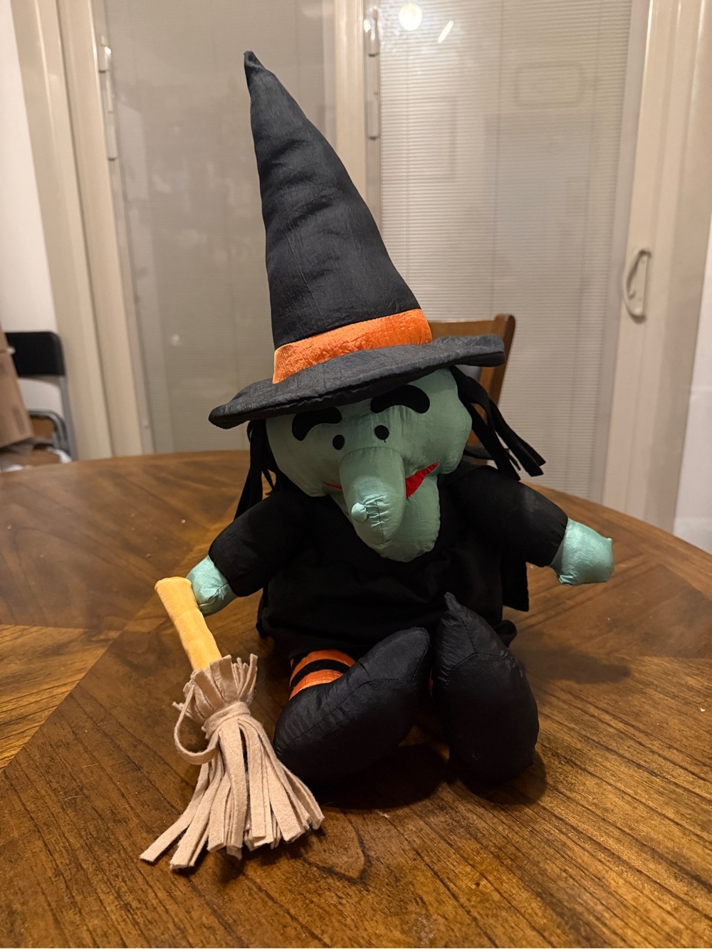 Vintage Nylon Halloween Witch With Broom 90’s